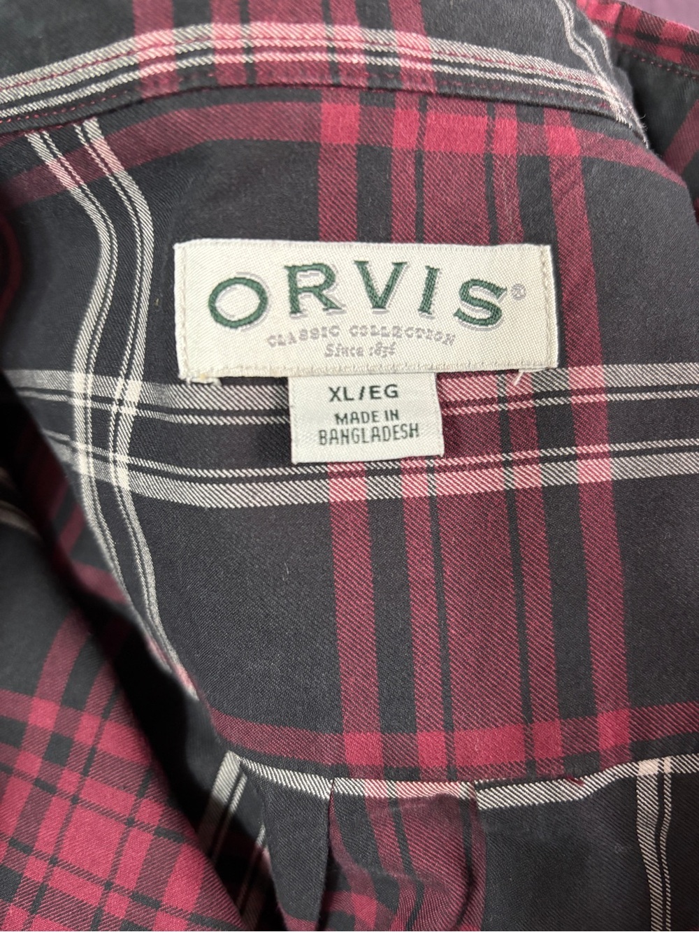 Orvis Men's Plaid Buttondown Long Sleeve Shirt - Picture 4 of 4